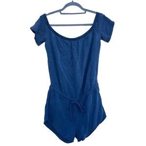 Revolve Bella Dahl Blue Off the Shoulder‎ Drawstring Romper Size XS